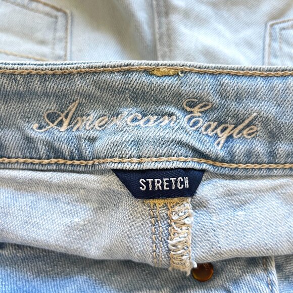 American Eagle Shorts 2 Denim Jean Light Blue Distressed Stretch - Picture 6 of 7